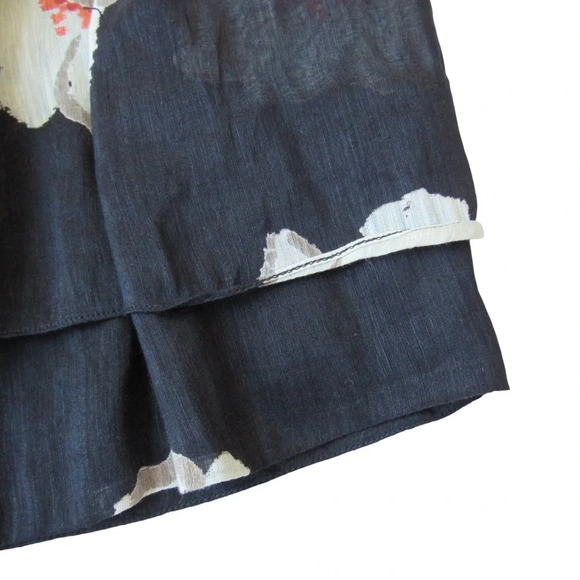 Isabel Marant Etoile Navy Double Layer Poppy Print MIni Skirt Size 40 Large Flaw - Picture 6 of 10